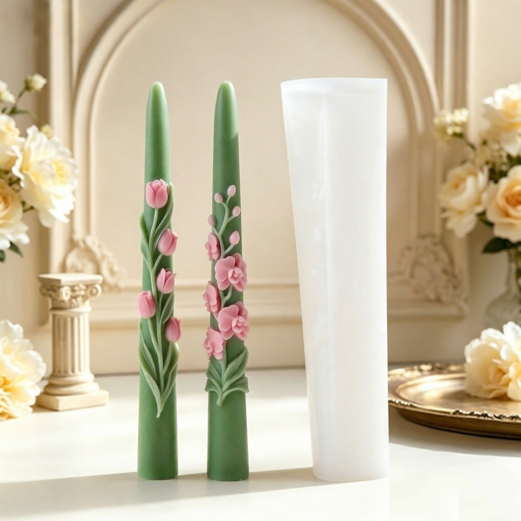 Long Pole Flower Taper Candle  - đánh giá và giá Soy Wax Pillar Blend