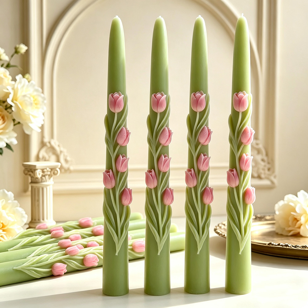 Long Pole Flower Taper Candle  - đánh giá và giá Soy Wax Pillar Blend