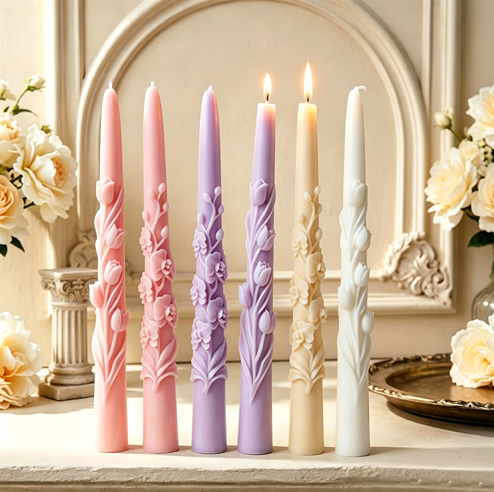 Long Pole Flower Taper Candle  - đánh giá và giá Soy Wax Pillar Blend